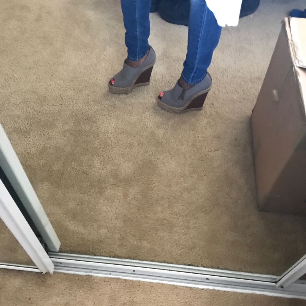 Christian Louboutin Denim Cork Wedges